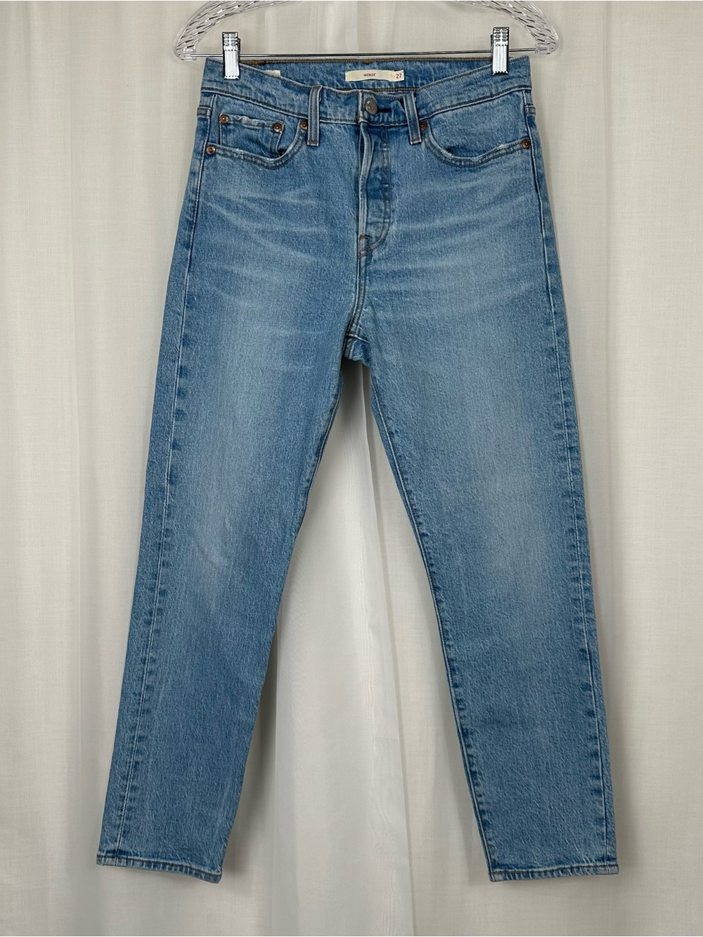 Levis Premium Wedgie Icon Fit Jeans Size 27 High Rise Bright‎ Side Wash Button
